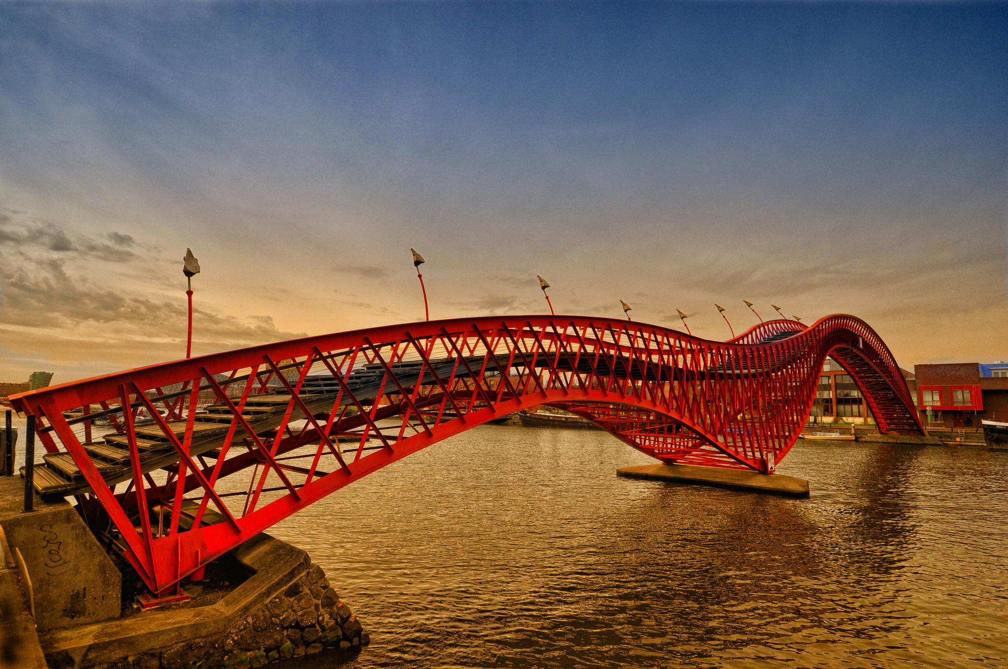 Уникальные и в большинстве. Мост питон в Амстердаме. Достопримечательности Нидерланды мост питон. Python Bridge в Амстердаме. Мост Айола Айленд.